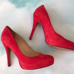 Red platform heels